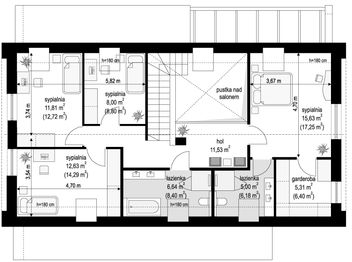 Poddasze projektu - Dom na zgrabnej 3