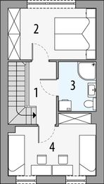 Projekt domu Koral b - rzut 1 piętra, dom liczy 2 pokoje, 2 łazienki i wc