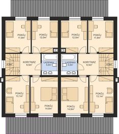 Piętro 1 projektu - APS 348 wariant 3 DWU