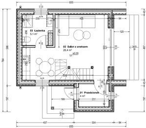 Parter - Dom prefabrykowany DH47 + przedsionek