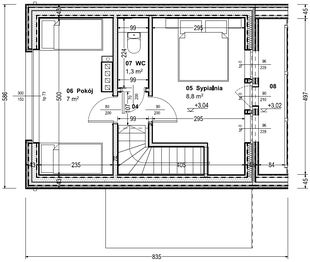 Poddasze - Dom prefabrykowany DH47 + przedsionek