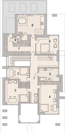 Projekt domu LK&1337 - rzut 1 piętra, dom liczy 6 pokoje, 4 łazienki i wc
