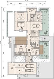 Projekt domu LK&1327 - rzut parteru, dom liczy 7 pokoje, 5 łazienki i wc