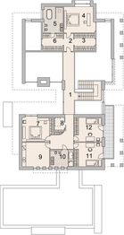 Projekt domu LK&1327 - rzut 1 piętra, dom liczy 7 pokoje, 5 łazienki i wc