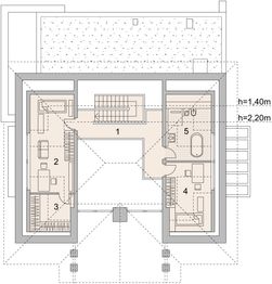Projekt domu LK&1322 - rzut poddasza, dom liczy 4 pokoje, 3 łazienki i wc