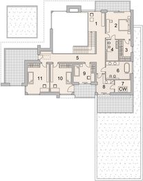 Projekt domu LK&1321 - rzut 1 piętra, dom liczy 6 pokoje, 3 łazienki i wc