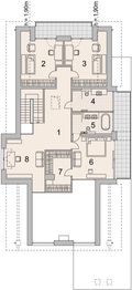 Projekt domu LK&1318 - rzut poddasza, dom liczy 6 pokoje, 3 łazienki i wc