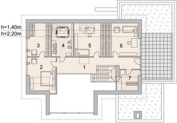 Projekt domu LK&1313 - rzut poddasza, dom liczy 4 pokoje, 3 łazienki i wc