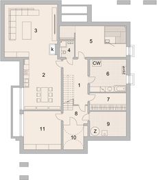 Projekt domu LK&1308 - rzut piwnicy, dom liczy 4 pokoje, 3 łazienki i wc
