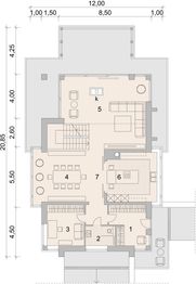 Projekt domu LK&1304 - rzut parteru, dom liczy 4 pokoje, 3 łazienki i wc