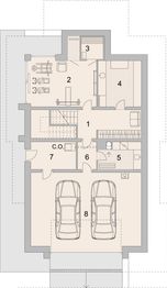Projekt domu LK&1304 - rzut piwnicy, dom liczy 4 pokoje, 3 łazienki i wc
