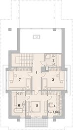 Projekt domu LK&1304 - rzut poddasza, dom liczy 4 pokoje, 3 łazienki i wc