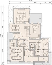 Projekt domu LK&1301 - rzut parteru, dom liczy 6 pokoje, 4 łazienki i wc