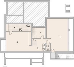 Projekt domu LK&1299 - rzut piwnicy, dom liczy 5 pokoje, 4 łazienki i wc
