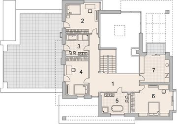 Projekt domu LK&1142 - rzut 1 piętra, dom liczy 4 pokoje, 4 łazienki i wc