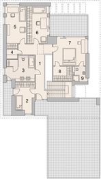 Projekt domu LK&1141 - rzut 1 piętra, dom liczy 5 pokoje, 3 łazienki i wc
