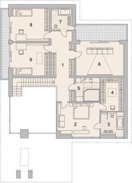 Projekt domu LK&1138 - rzut 1 piętra, dom liczy 5 pokoje, 3 łazienki i wc