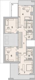 Projekt domu LK&1137 - rzut 1 piętra, dom liczy 4 pokoje, 3 łazienki i wc
