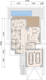 Projekt domu LK&1136 - rzut parteru, dom liczy 4 pokoje, 3 łazienki i wc