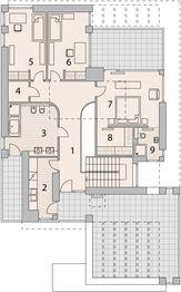 Projekt domu LK&1136 - rzut 1 piętra, dom liczy 4 pokoje, 3 łazienki i wc