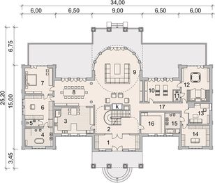 Projekt domu LK&1126 - rzut parteru, dom liczy 6 pokoje, 6 łazienki i wc