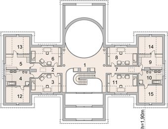 Projekt domu LK&1126 - rzut poddasza, dom liczy 6 pokoje, 6 łazienki i wc