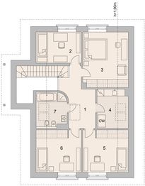 Projekt domu LK&1124 - rzut poddasza, dom liczy 5 pokoje, 2 łazienki i wc