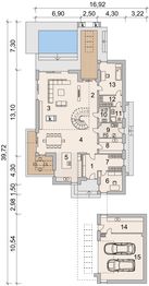 Projekt domu LK&1123 - rzut parteru, dom liczy 5 pokoje, 4 łazienki i wc