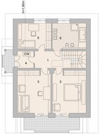 Projekt domu LK&1122 - rzut poddasza, dom liczy 4 pokoje, 2 łazienki i wc
