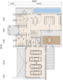 Projekt domu LK&1121 - rzut parteru, dom liczy 4 pokoje, 3 łazienki i wc