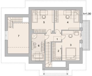 Projekt domu LK&1120 - rzut poddasza, dom liczy 4 pokoje, 2 łazienki i wc
