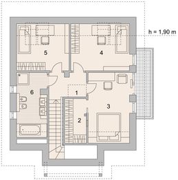 Projekt domu LK&1119 - rzut poddasza, dom liczy 4 pokoje, 2 łazienki i wc