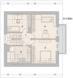 Projekt domu LK&1118 - rzut poddasza, dom liczy 4 pokoje, 2 łazienki i wc