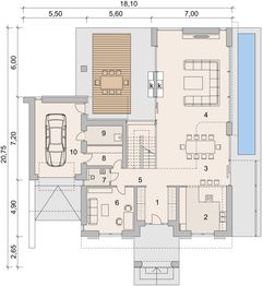 Projekt domu LK&1115 - rzut parteru, dom liczy 4 pokoje, 4 łazienki i wc