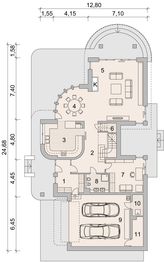 Projekt domu LK&1111 - rzut parteru, dom liczy 4 pokoje, 3 łazienki i wc