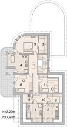 Projekt domu LK&1111 - rzut poddasza, dom liczy 4 pokoje, 3 łazienki i wc