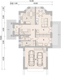Projekt domu LK&1107 - rzut parteru, dom liczy 4 pokoje, 2 łazienki i wc
