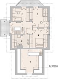 Projekt domu LK&1107 - rzut poddasza, dom liczy 4 pokoje, 2 łazienki i wc