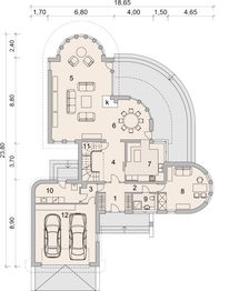 Projekt domu LK&1103 - rzut parteru, dom liczy 4 pokoje, 2 łazienki i wc