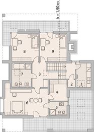 Projekt domu LK&1095 - rzut 1 piętra, dom liczy 4 pokoje, 3 łazienki i wc