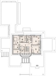 Projekt domu LK&1094 - rzut 1 piętra, dom liczy 3 pokoje, 5 łazienki i wc