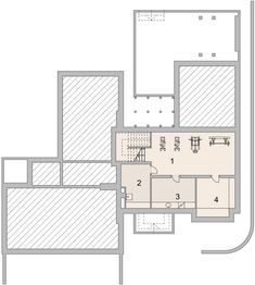 Projekt domu LK&1086 - rzut piwnicy, dom liczy 4 pokoje, 3 łazienki i wc