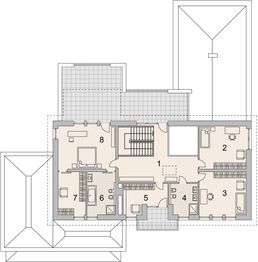 Projekt domu LK&1086 - rzut 1 piętra, dom liczy 4 pokoje, 3 łazienki i wc