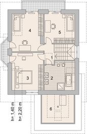 Projekt domu LK&1062 - rzut poddasza, dom liczy 4 pokoje, 2 łazienki i wc
