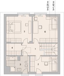 Projekt domu LK&1053 - rzut poddasza, dom liczy 4 pokoje, 2 łazienki i wc