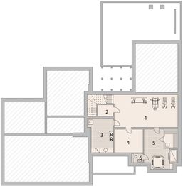 Projekt domu LK&1041 - rzut piwnicy, dom liczy 4 pokoje, 3 łazienki i wc