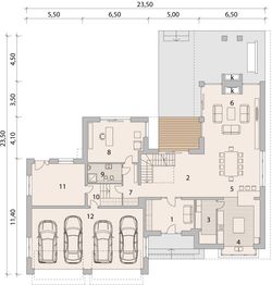 Projekt domu LK&1041 - rzut parteru, dom liczy 4 pokoje, 3 łazienki i wc