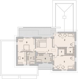 Projekt domu LK&1041 - rzut 1 piętra, dom liczy 4 pokoje, 3 łazienki i wc