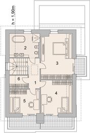 Projekt domu LK&1016 - rzut poddasza, dom liczy 4 pokoje, 2 łazienki i wc