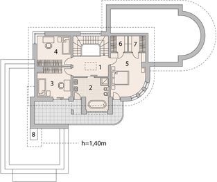 Projekt domu LK&1012 - rzut 1 piętra, dom liczy 4 pokoje, 2 łazienki i wc